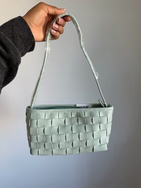 Woven Shoulder Bag in Sage Green
